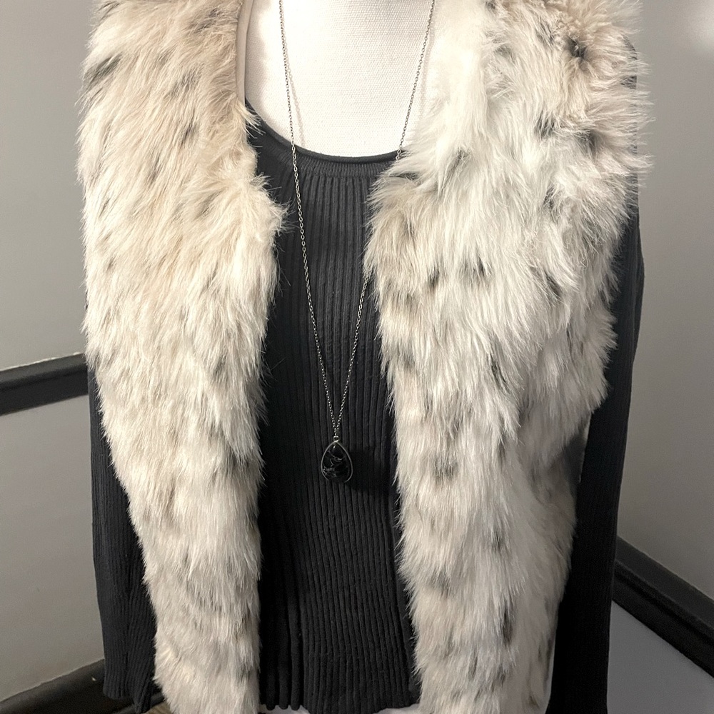 Leopard Winter White Faux Fur Vest